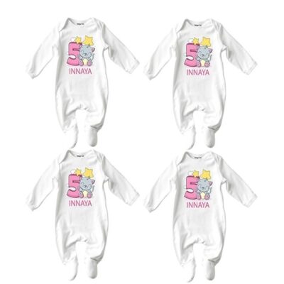 Five Months Old Baby Jumpsuit,New Born Baby Customised Name Baby Dress for Girl (Pack of 4) -