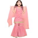 AJ DEZINES Girls Sharara Kurta Set | Georgette Sleeveless Kurti Set | Ethnic Wear for Girls | Foil Printed Sharara Suit | Stylish Kids Kurta for Festivals Weddings & Special Occasions