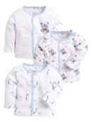 BABY GO Cotton Full Sleeve Regular Round Neck Front Open Pack Of 3 Tees For Baby Boy's Clothing Set