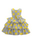 A.T.U.N. (ALL THINGS UBER NICE) Baby Girls Tiered Knee-Length Polka Dot Dress | Sleeveless Gathered Party Style Outfit with Bow Detail | Cute Stylish Dress for Infants