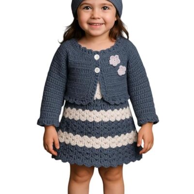 Handmade New Born Baby Frock Midi/Knee Length for Girls Dress with Jacket Cap & Shoes Wedding Birthday Party Baby Showers 0-24 Months