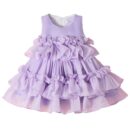 Hopscotch Baby Girls Embellished Print Sleeveless Lavender Party Dresses