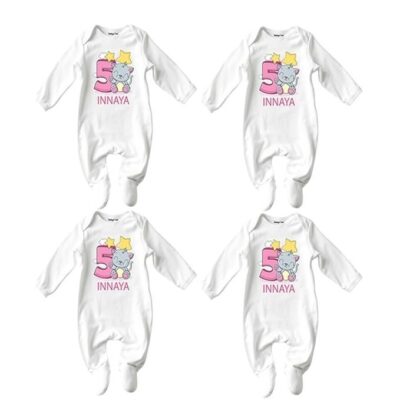 Five Months Old Baby Jumpsuit,New Born Baby Customised Name Baby Dress for Girl (Pack of 4) -