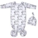 Newborn Knotted Gown 0-6 Months Girl Breathable Sleeper Gowns with Hat Set
