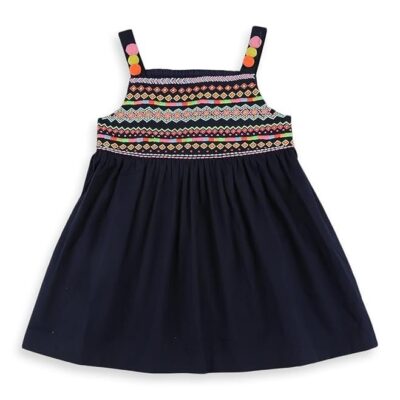 Nautinati Girls A-line Print Strap Sleeve Cotton Dress | Age 0-3Years