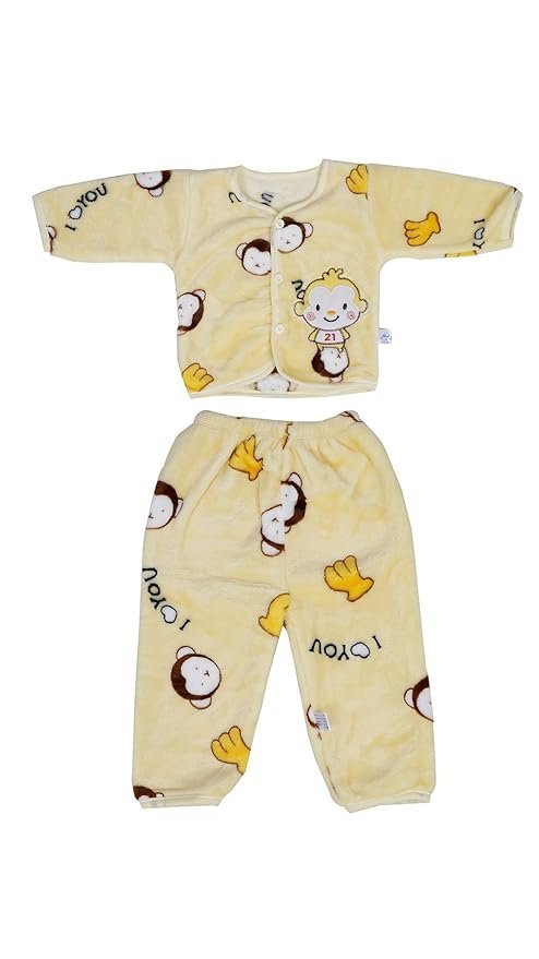 Printed Top-Pyjama Set for Baby Boys Yellow 0-6 Months