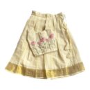 Picksparrow Baby Girl Pattu pavadai/Lehenga Choli/Hand-embroidered Traditional Ethnic Dress (LOTUS/ROSE/SUNFLOWER_STRIPES, Kasavu)