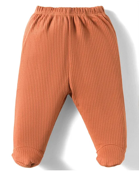 Simply Interlock Knit Full Sleeves Footed Night Suit With Smiley Print - Bronze - Image 4